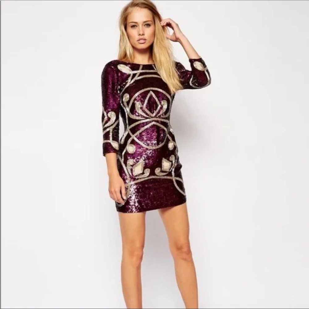 Needle & Thread Contour Ornate Long Sleeve Dress